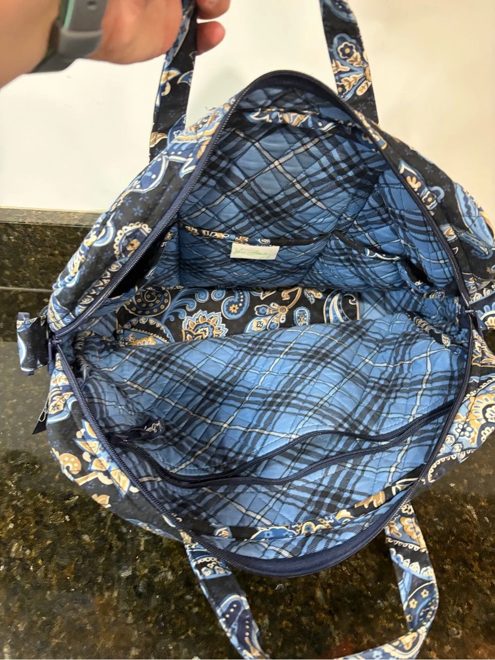 VERA BRADLEY Quilted Laptop Messenger Bag in Retired Windsor Navy *no strap*